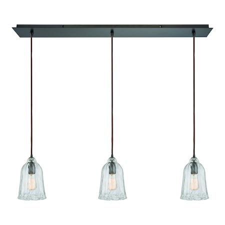 Elk Lighting Hand Formed Glss 3-Lght Linear Mini Pndnt Brnz w/Clr Hand-formed Glss 10671/3LP